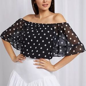 Polka Dot off Shoulder Top